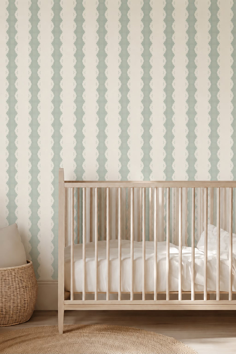 WALLPAPER PICNIC GINGHAM SAGE LACE