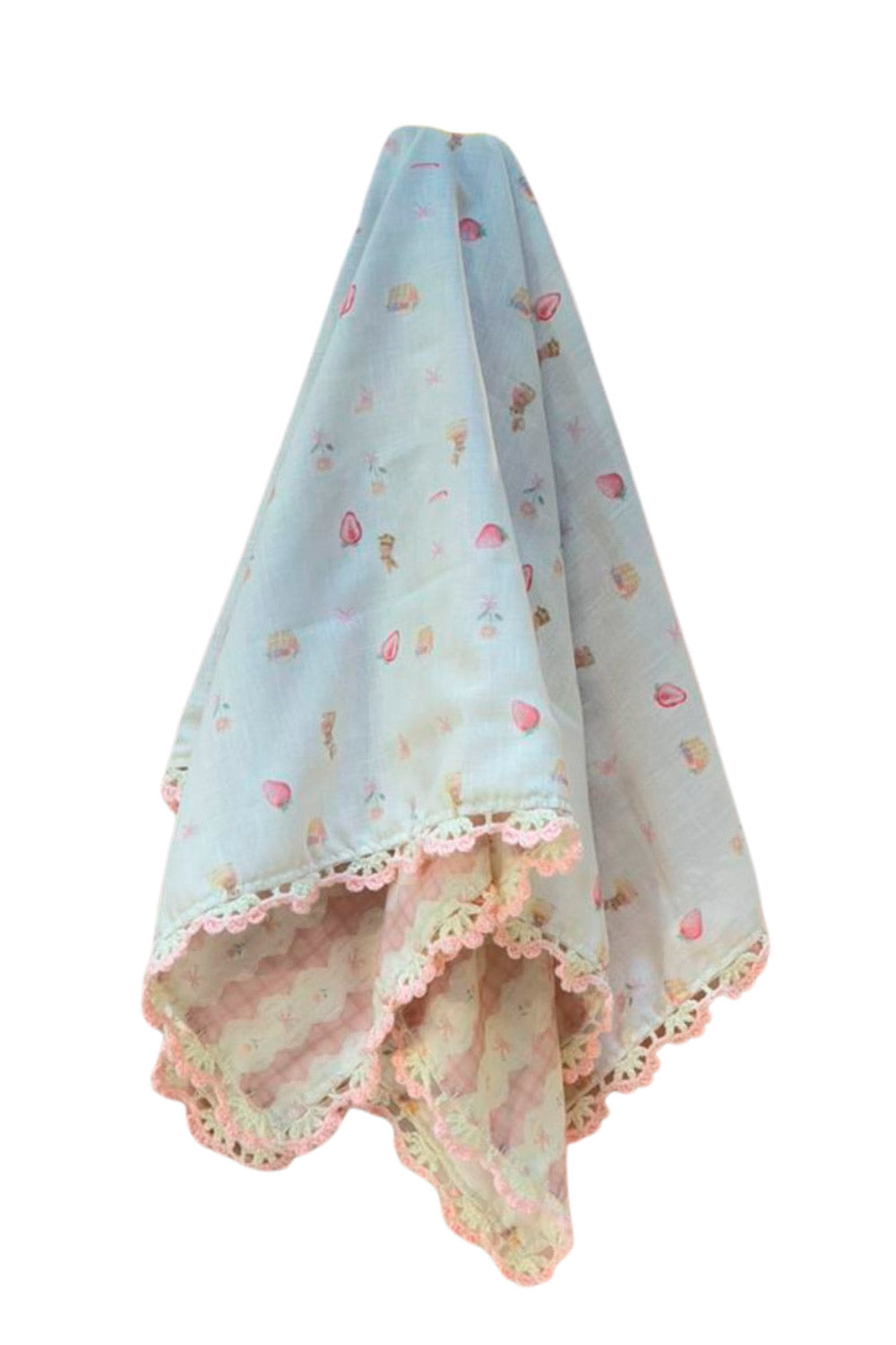 BOW GARDEN LACE LINEN BLANKETl AND CROCHET