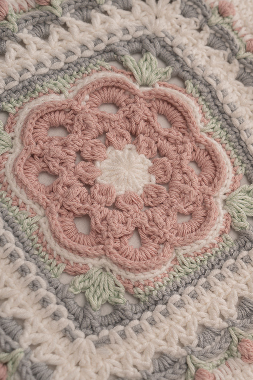 Crochet Gray/Pink Mini Pillow