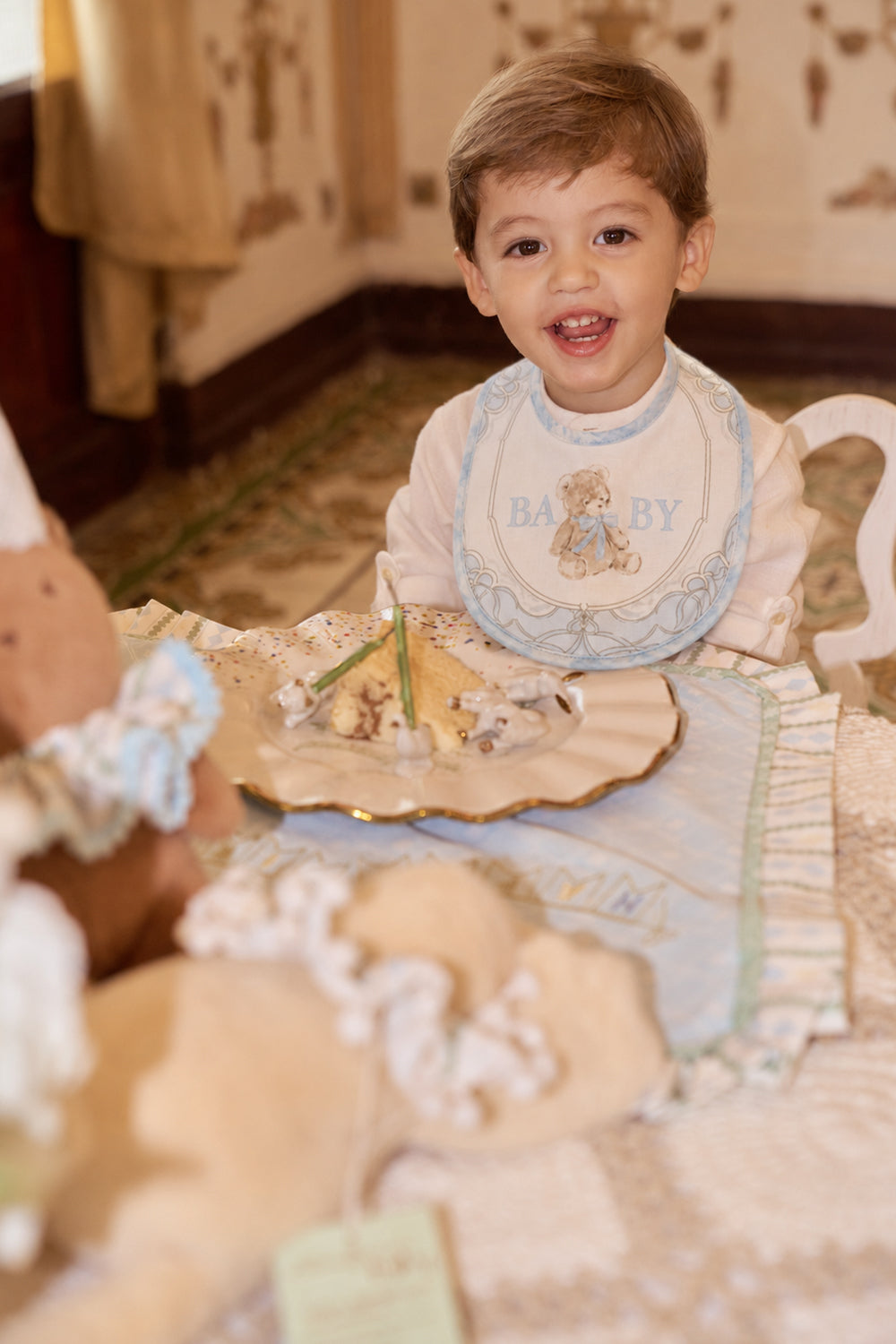BABY ROYALE BLUE HEIRLOOM BIB SET