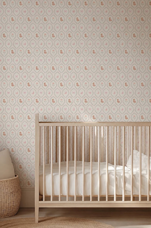 WALLPAPER FLORAL TEDDY DREAM