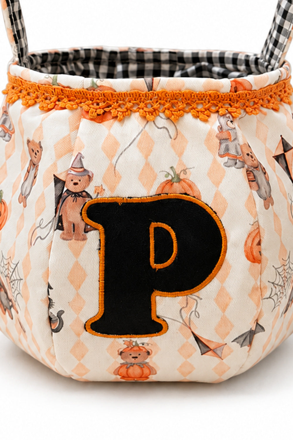 Kids Halloween candy basket personalized with letter
