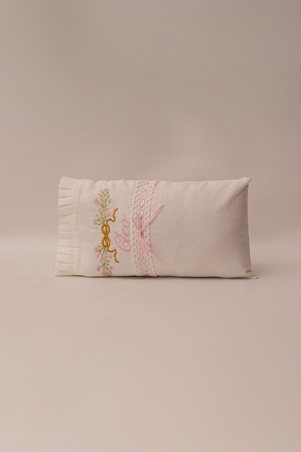 Bow Linen Baby Small Pillow