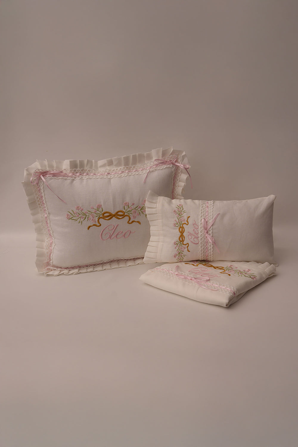 Bow Linen Baby Small Pillow