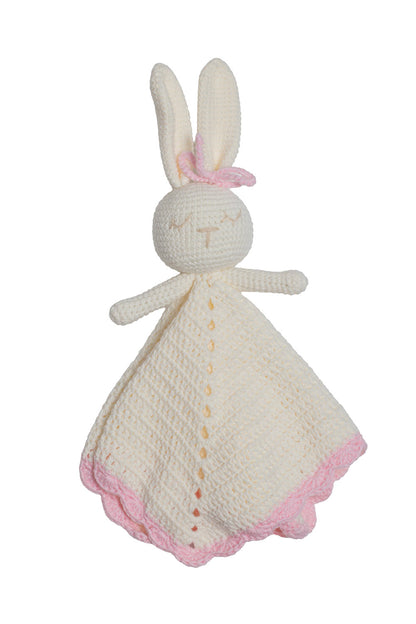 BUNNY PINK CROCHET SECURITY BLANKET
