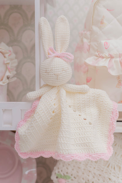 BUNNY PINK CROCHET SECURITY BLANKET