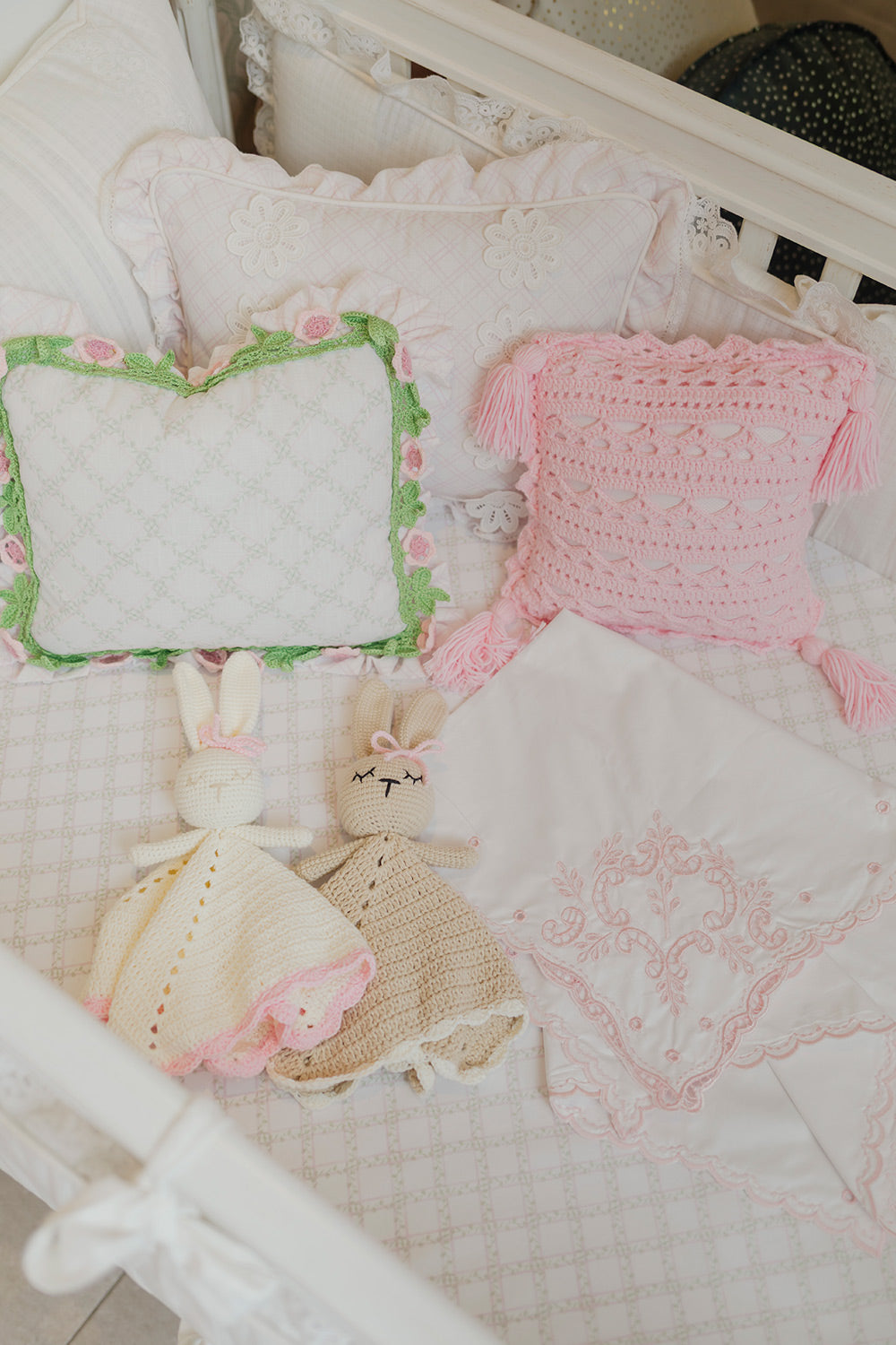 BUNNY PINK CROCHET SECURITY BLANKET
