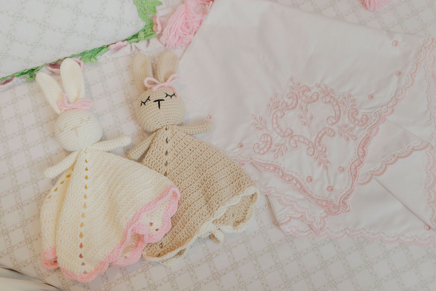 BUNNY PINK CROCHET SECURITY BLANKET