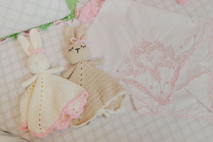 BUNNY PINK CROCHET SECURITY BLANKET