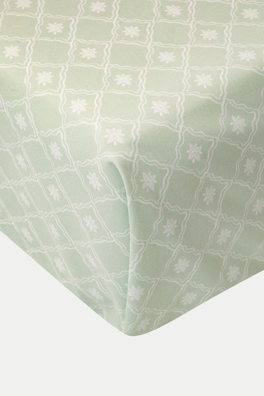 CRIB FITTED SHEET DIAMANT SAGE