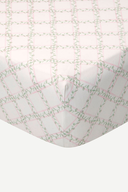 CRIB FITTED SHEET TREILLAGE BABY ROSE