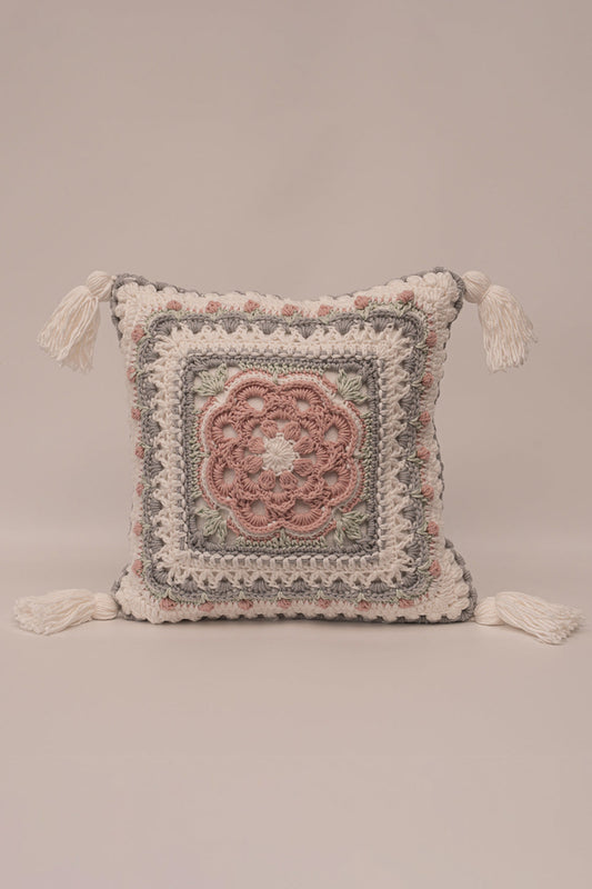 Crochet Gray/Pink Mini Pillow