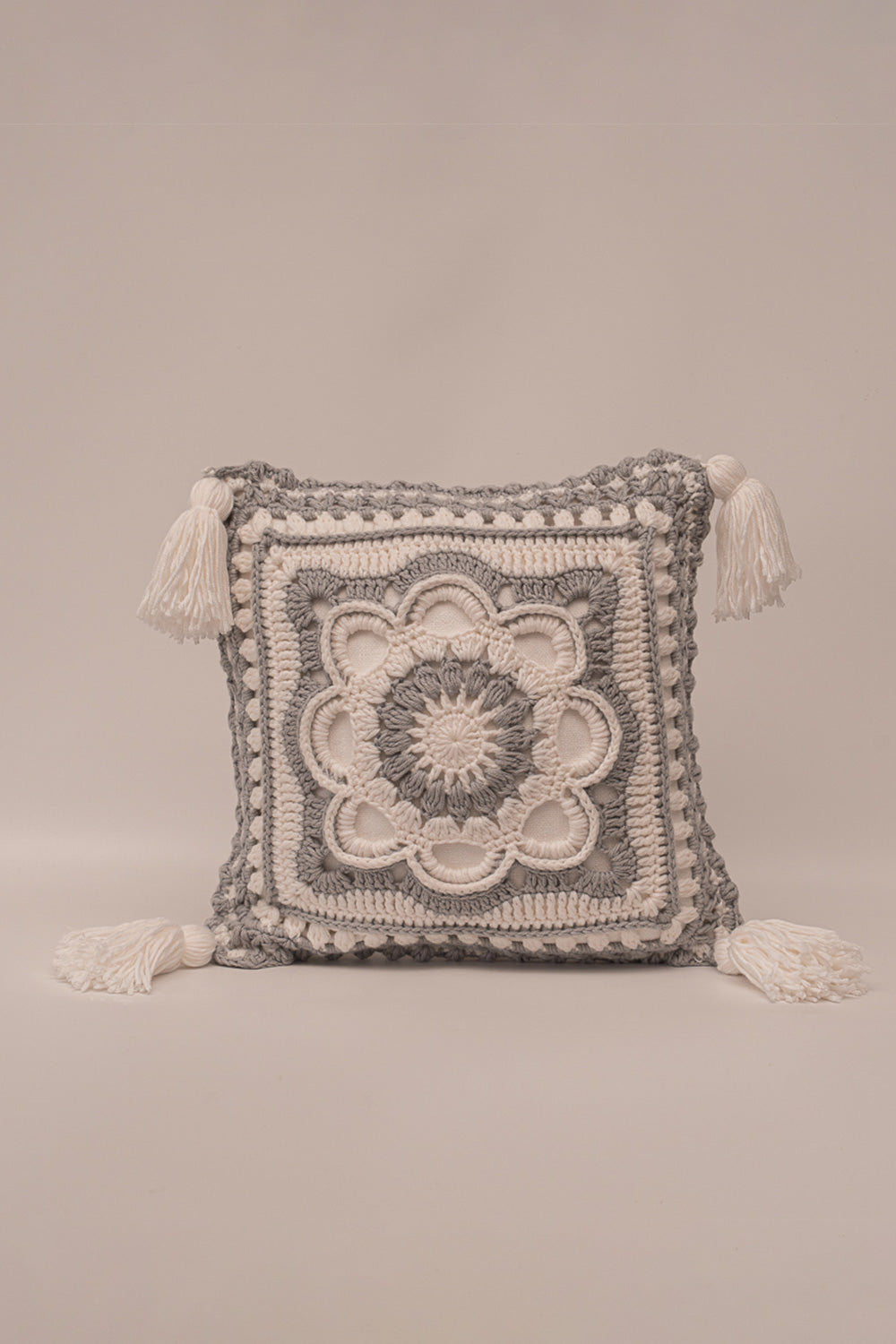 Crochet Gray Mini Pillow