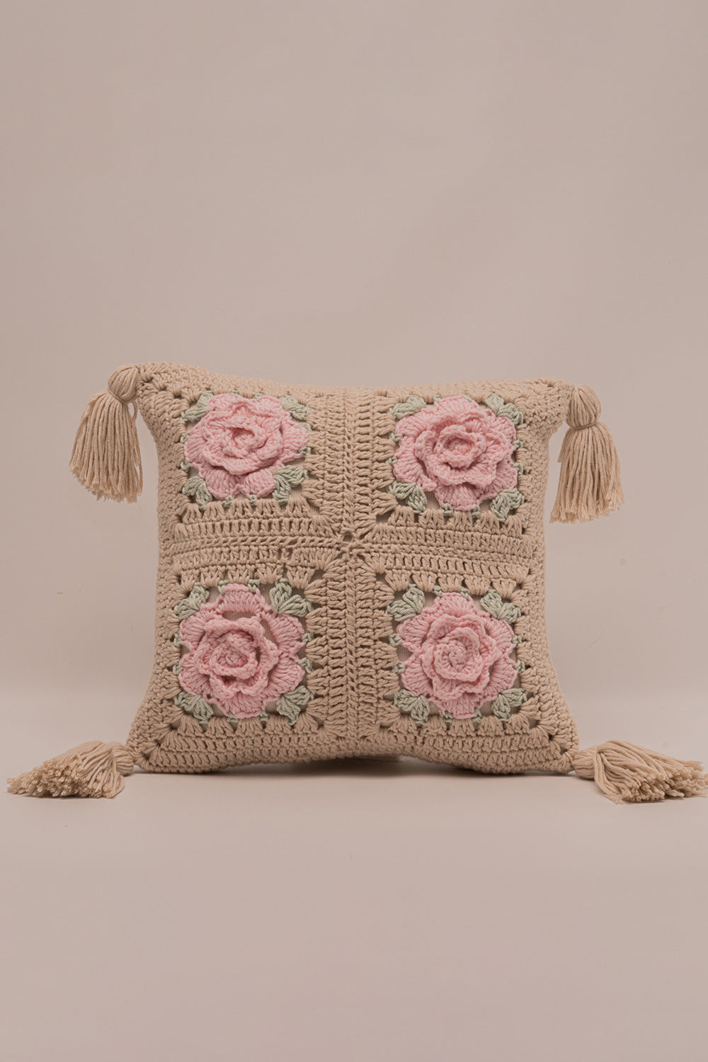 Crochet Roses Mini Pillow