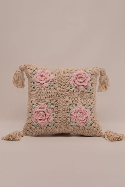 Crochet Roses Mini Pillow