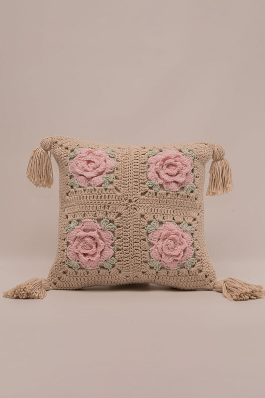 Crochet Roses Mini Pillow