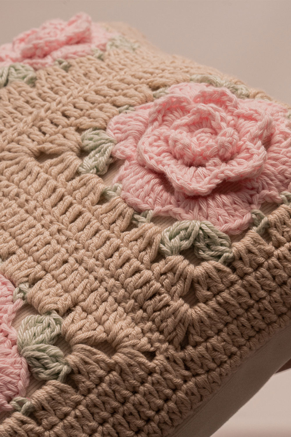 Crochet Roses Mini Pillow