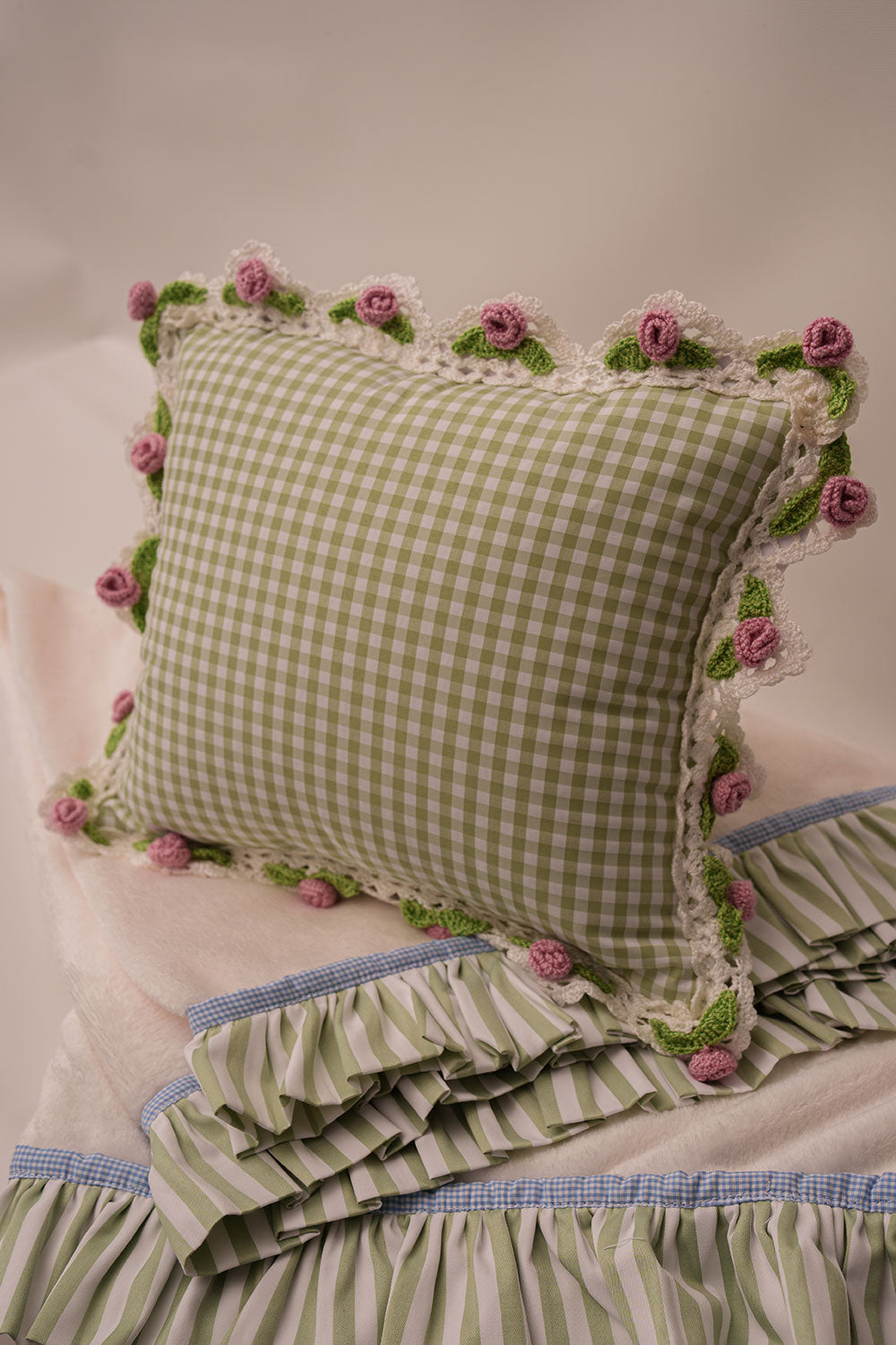 Floral Crochet Small Pillow