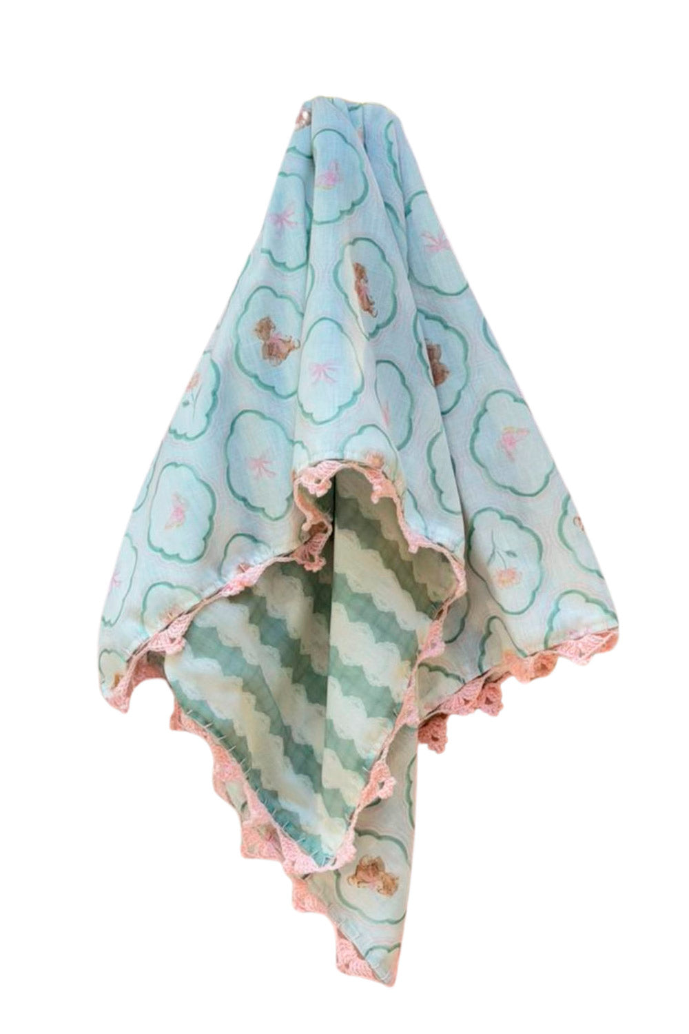 FLORAL TEDDY DREAM LINEN BLANKET AND CROCHET