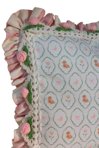 FLORAL TEDDY DREAM SMALL CROCHET PILLOW
