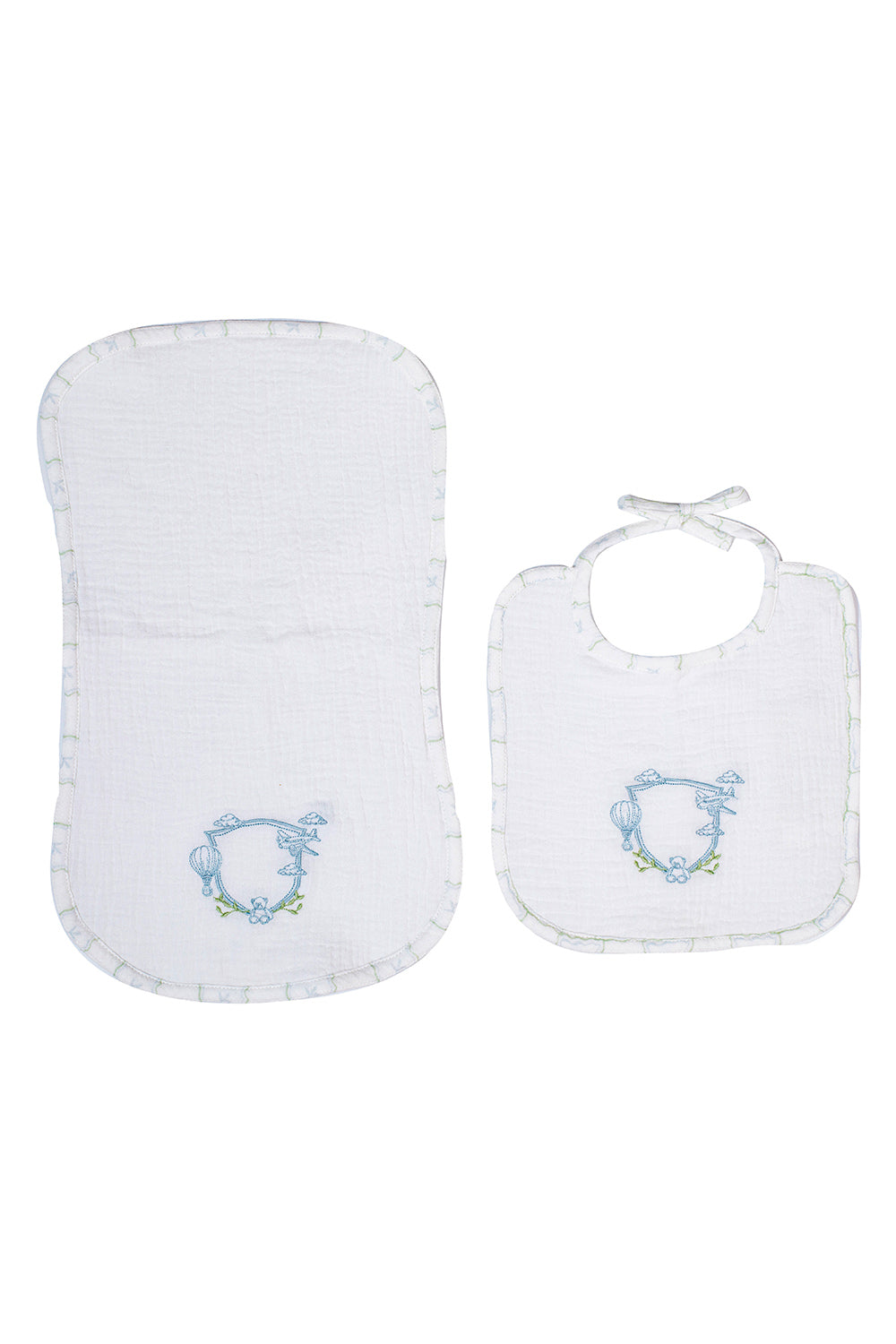 Muslin-Bib Set-Feuille Blue