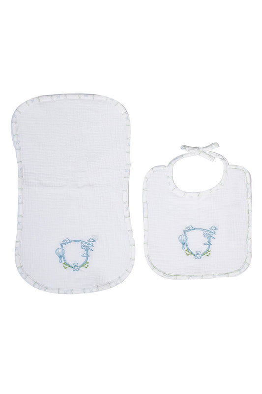 Muslin-Bib Set-Feuille Blue