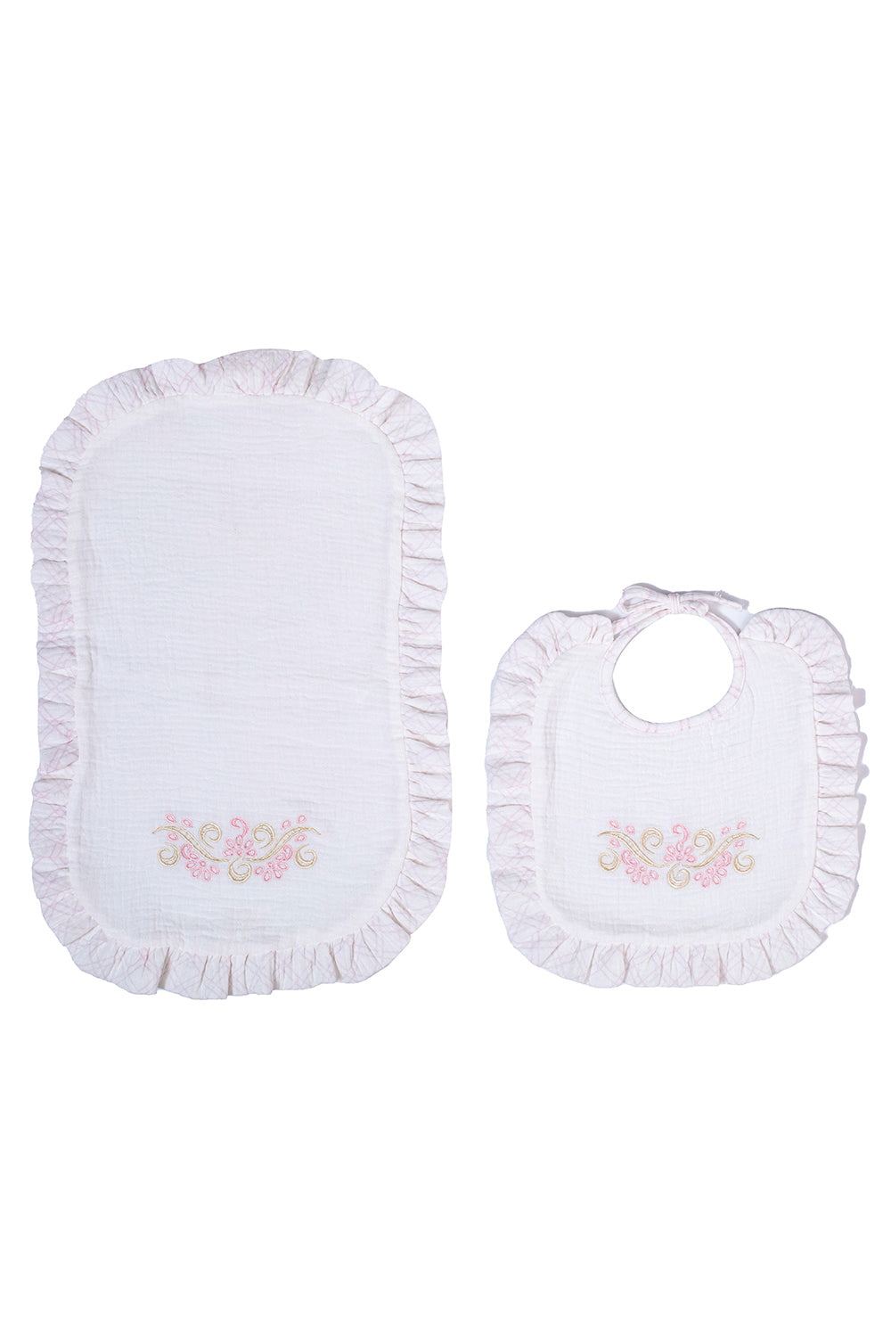 Muslin Bib Set Peintures Baby Pink