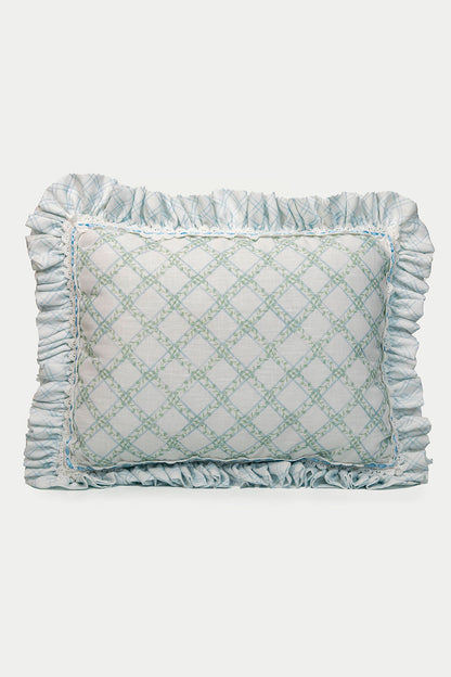 SMALL  PILLOW - TREILLAGE BABY BLUE
