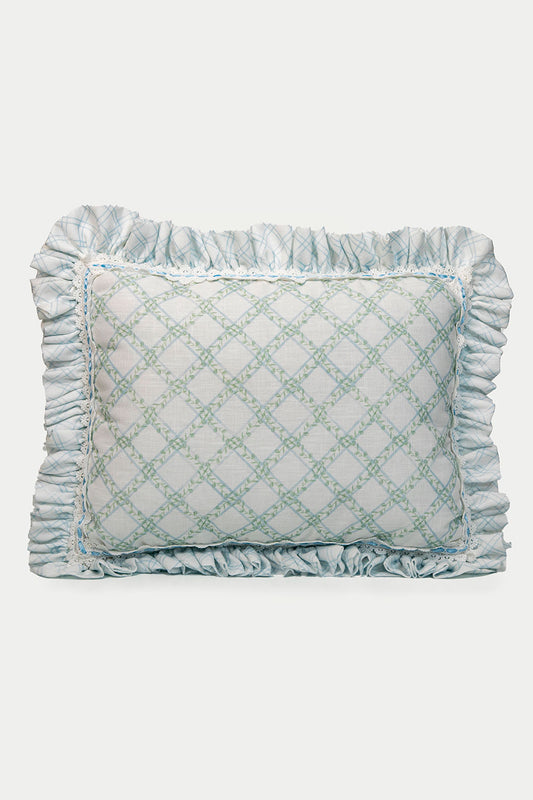 SMALL  PILLOW - TREILLAGE BABY BLUE