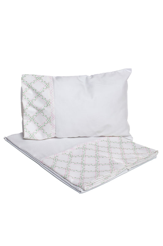 Sheet and Pillow Set-Treillage Baby Rose
