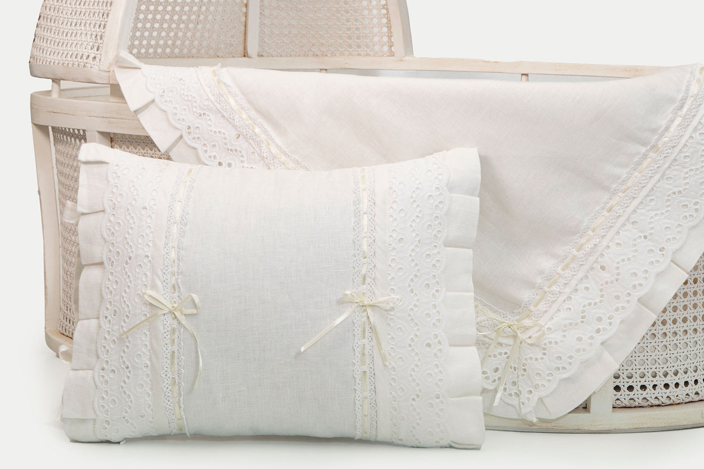 Spanish Trim Linen Baby Set