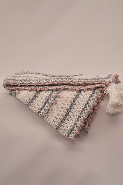 Crochet Gray/Pink Throw